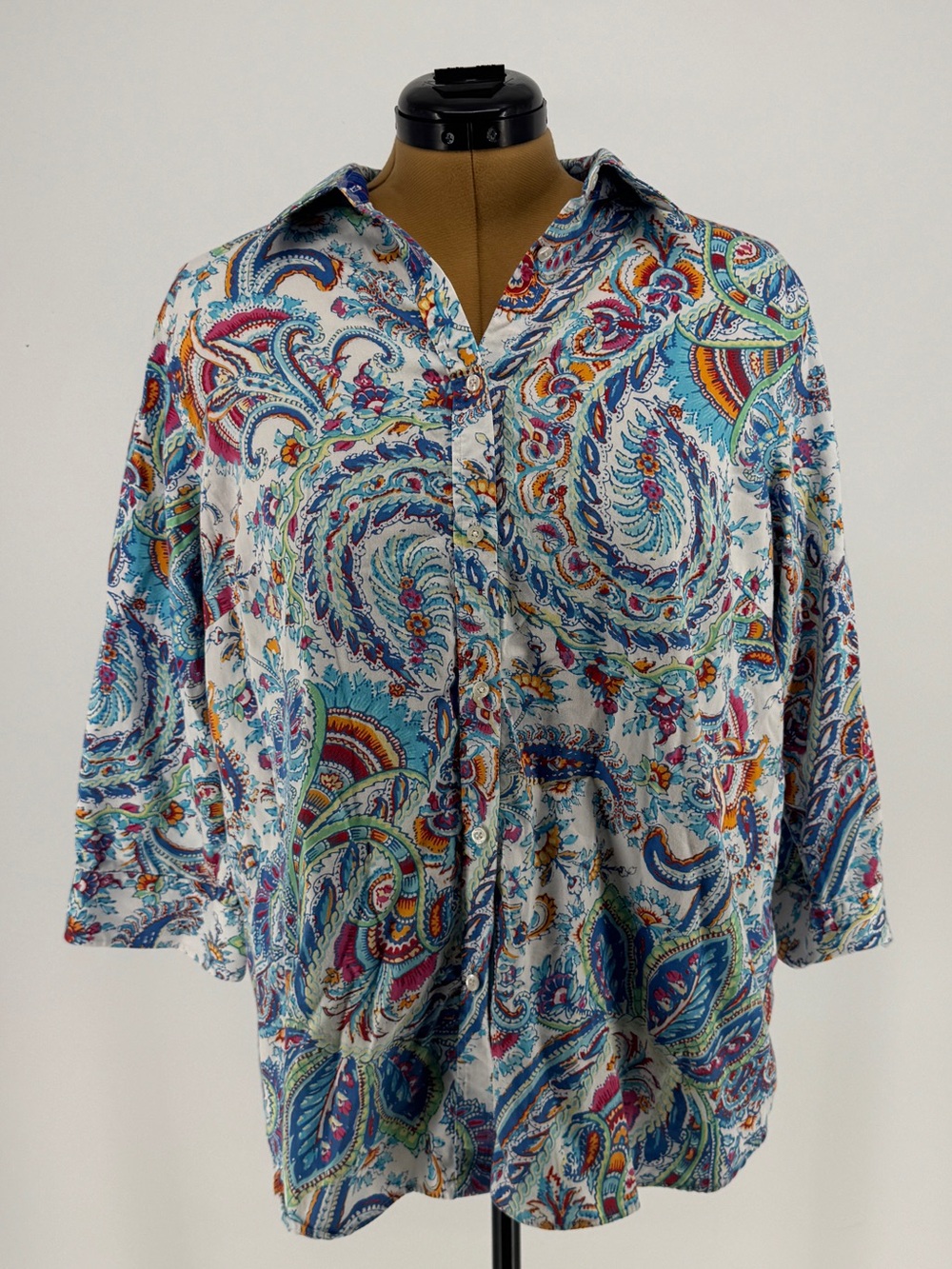 Chaps 1x No Iron Multicolor Paisley Button-Down Shirt
